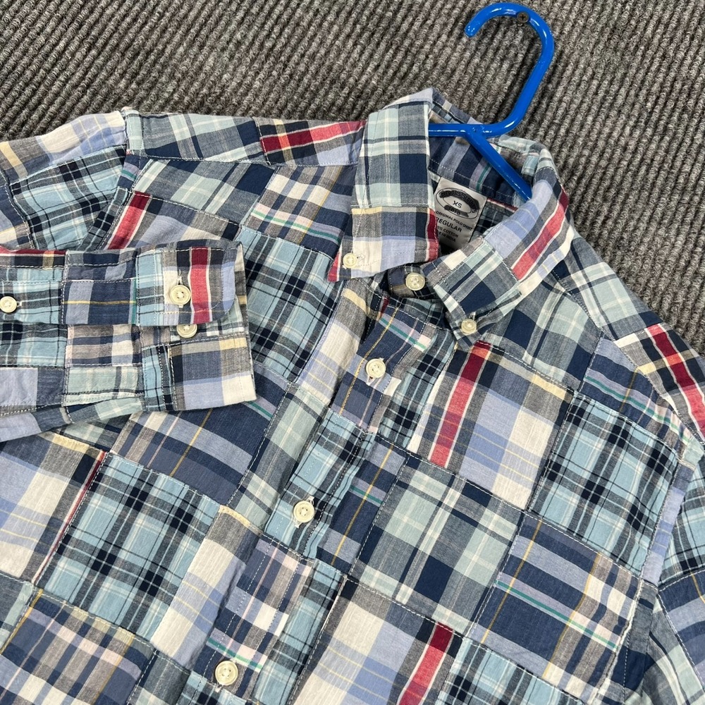 Brooks Brothers Patchwork Shirt Mens XS Extra Small Blue Long Sleeve Button